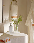 Tre Righe ivory/orange bath towels and robe