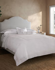 Treccia Moderno white/sterling bed angle shot.