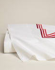 Tre Righe Ombre flat sheet in white/scarlet