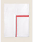 Tre Righe Ombre Flat Sheet folded in white/scarlet