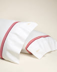 Tre Righe Ombre pillowcase pair in white/scarlet