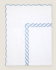 Treccia flat sheet folded in white/medium blue