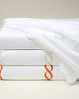 Treccia flat sheet white/white, white/beige and white/orange stack