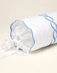 Treccia white/medium blue neckroll sham