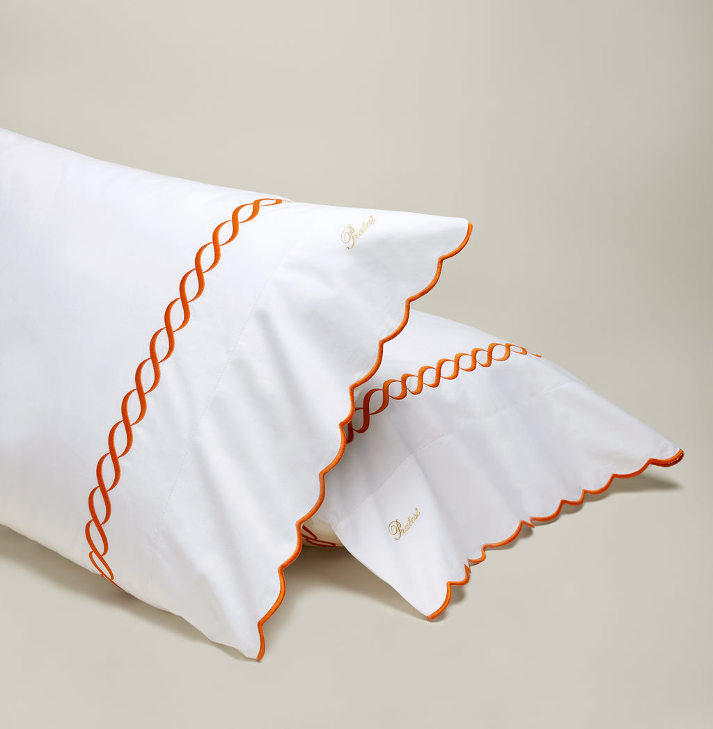 Orange Scalloped Edge Super King Pillowcase