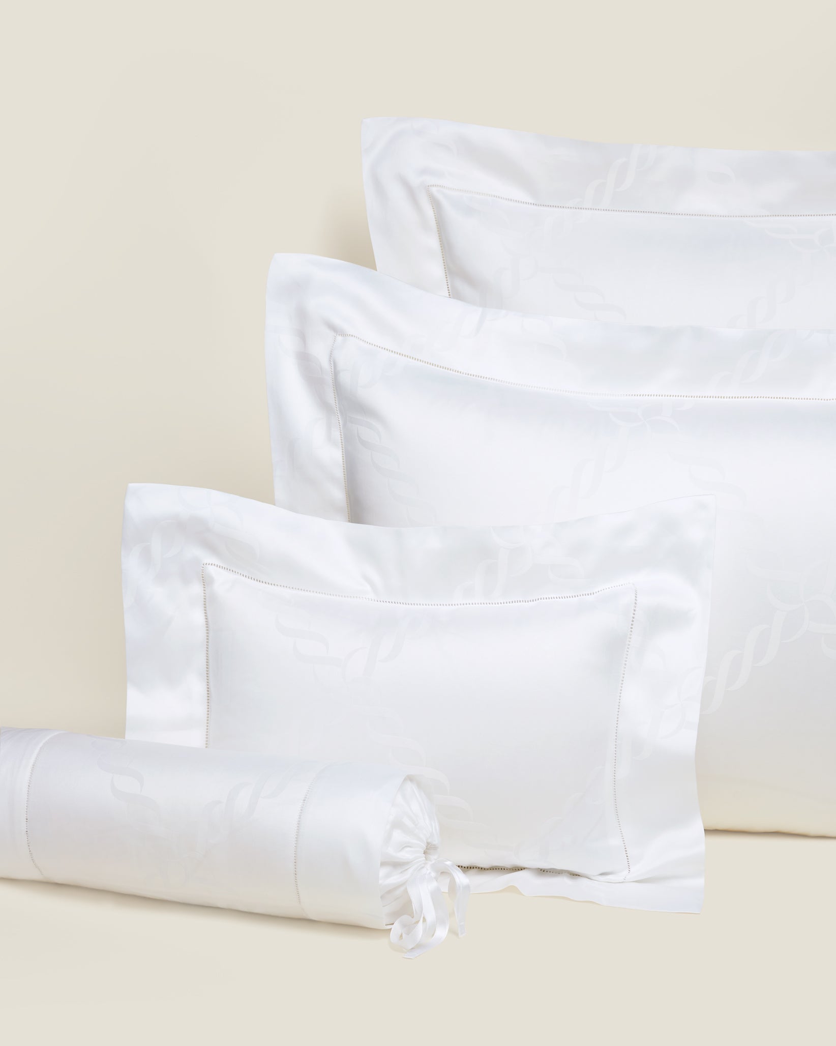 Ori Treccia queen, standard, boudoir and neckroll sham in white