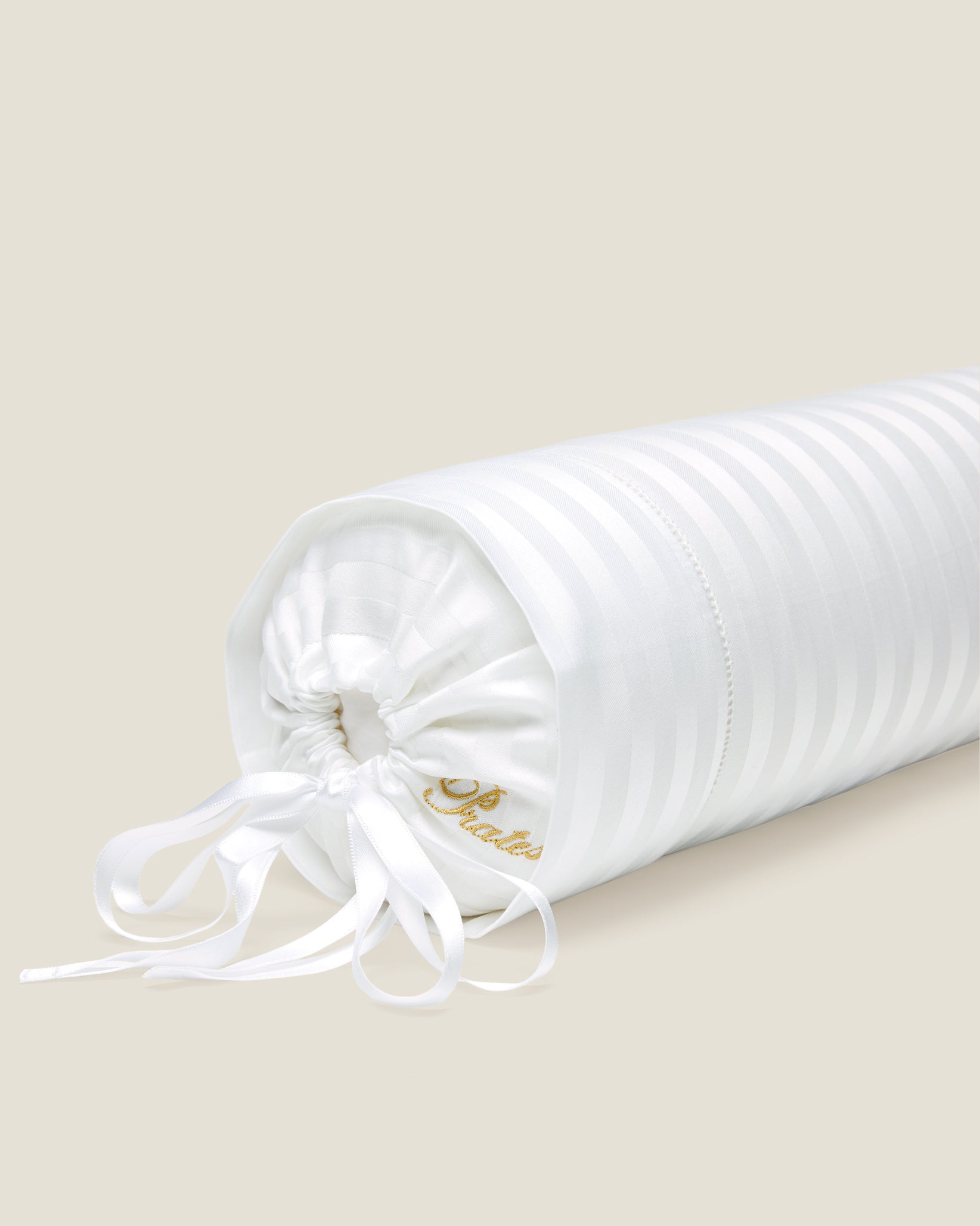 Raso Rigato neckroll sham in white