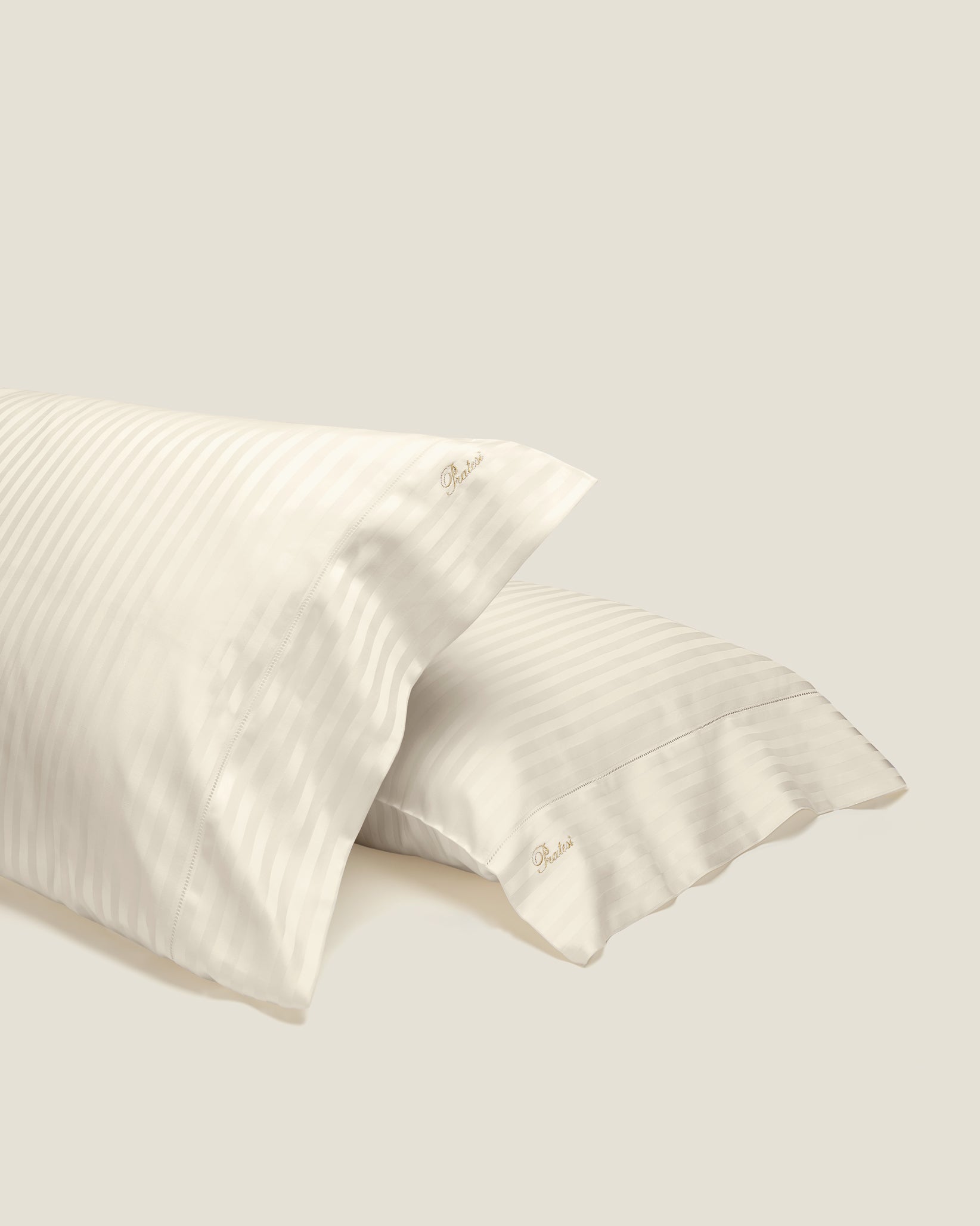 Raso Rigato beige pillowcase pair