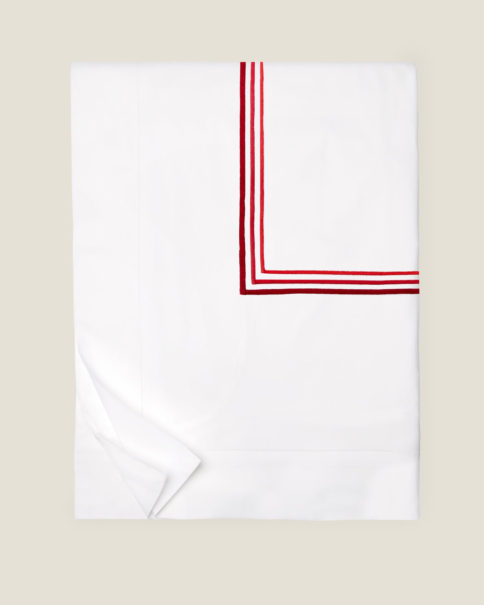 Tre Righe Ombre white/scarlet duvet cover folded