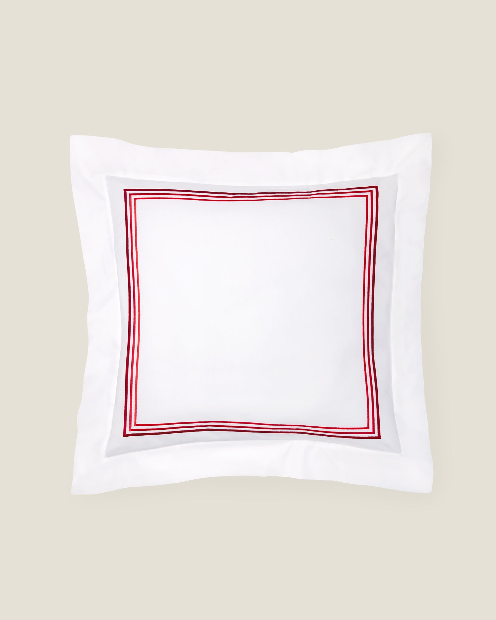 Tre Righe Ombre white/scarlet euro sham