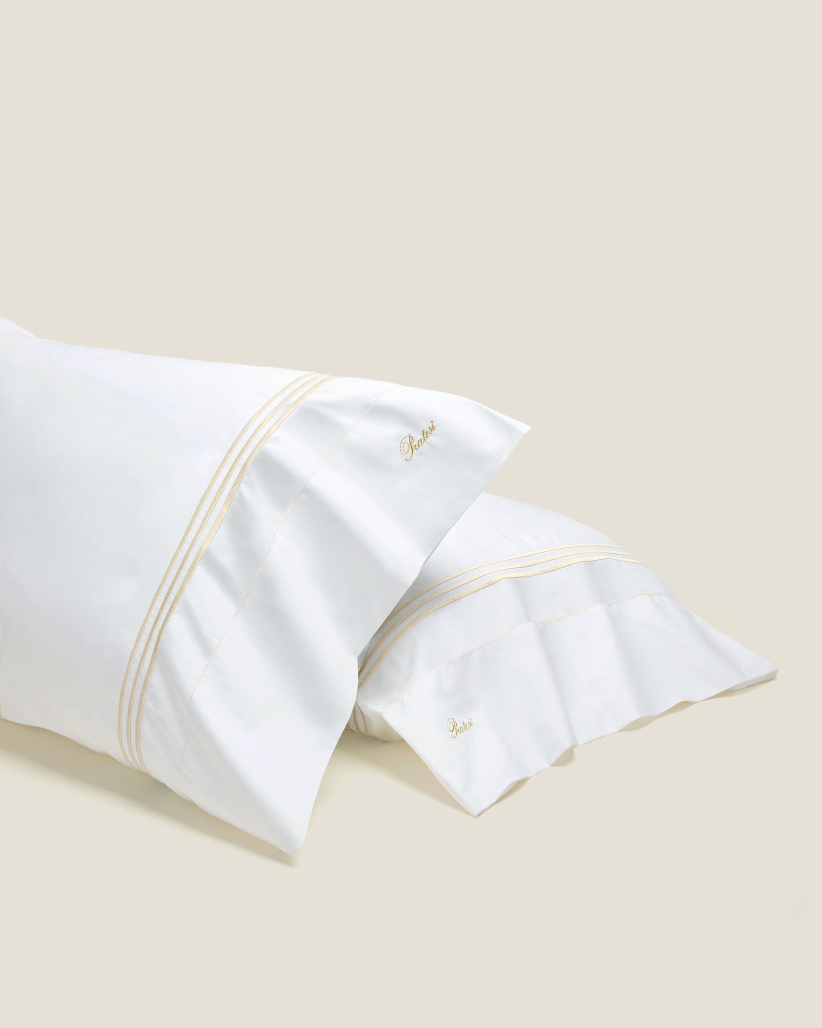Tre Righe Pillowcase pair white/beige