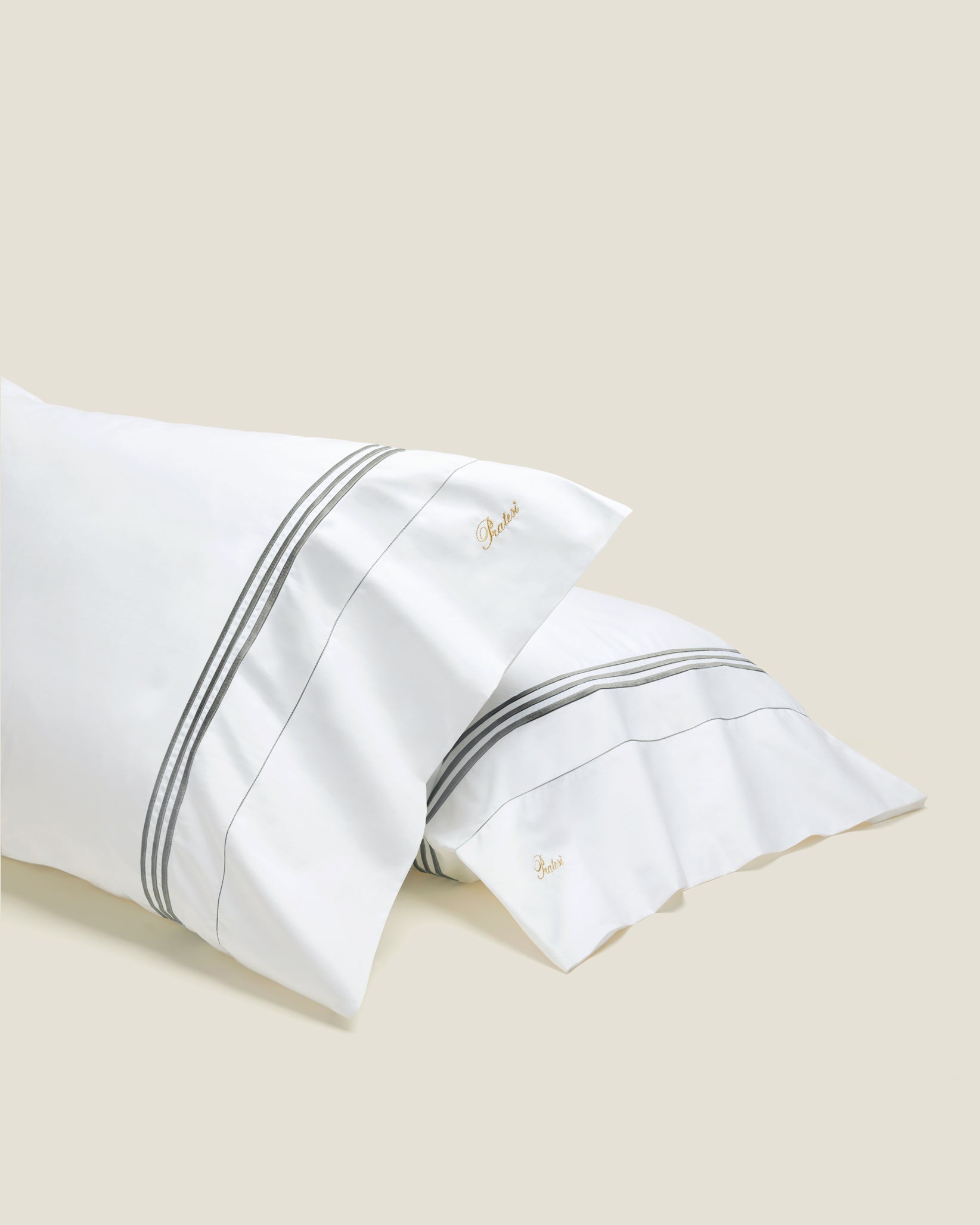 Tre Righe Pillowcase pair white/charcoal