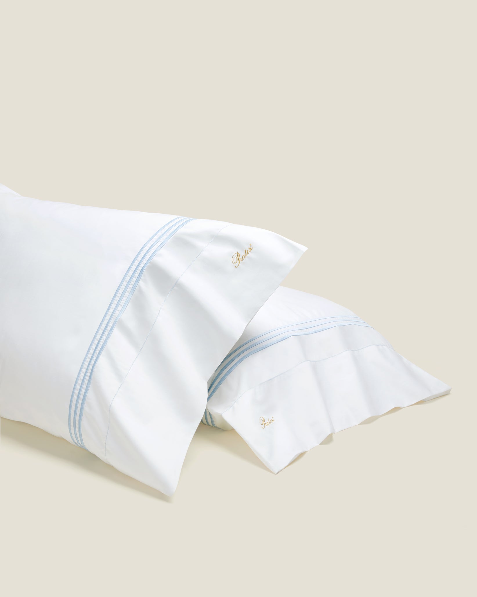 Tre Righe Pillowcase pair white/light blue