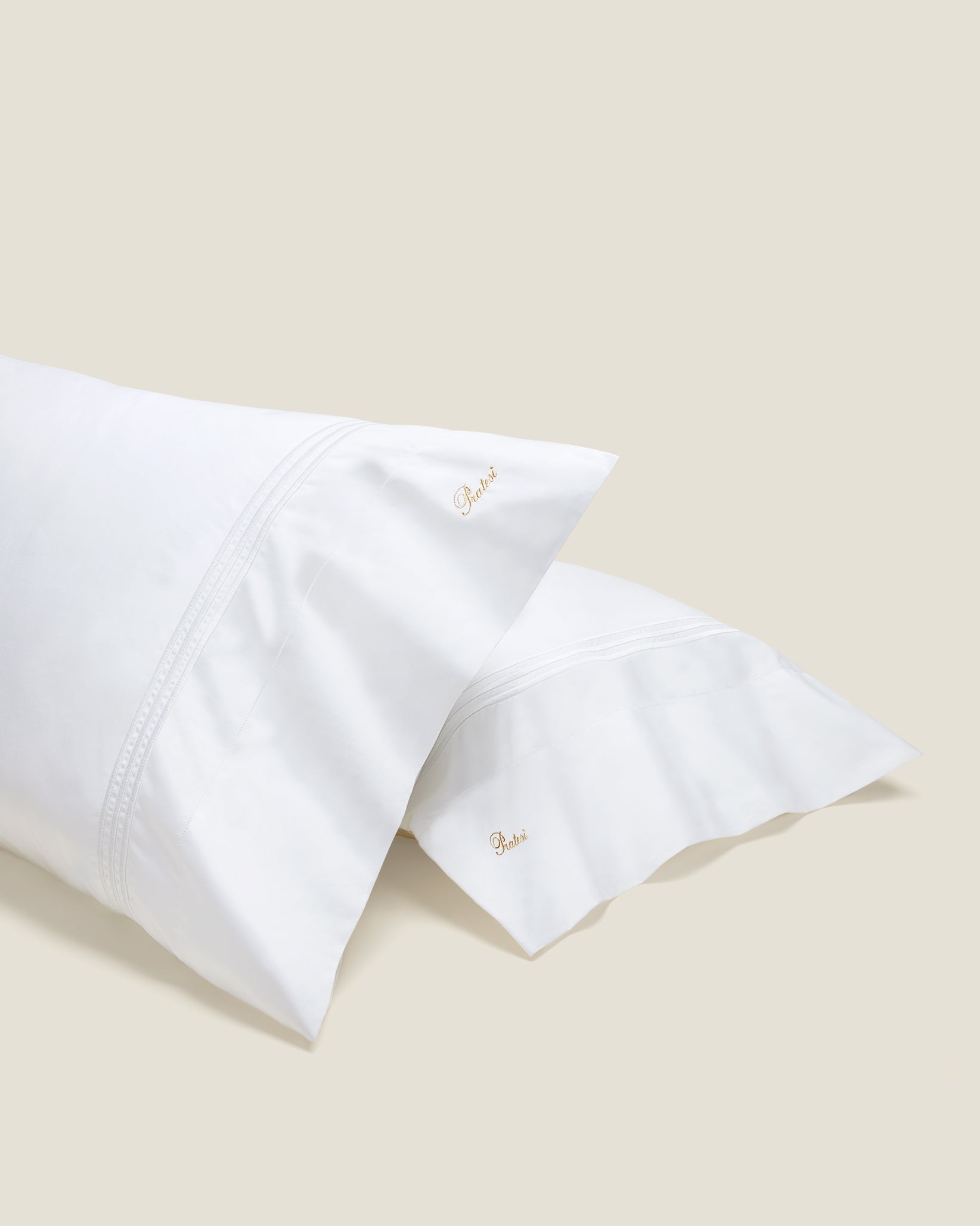Tre Righe Pillowcase pair in white/white