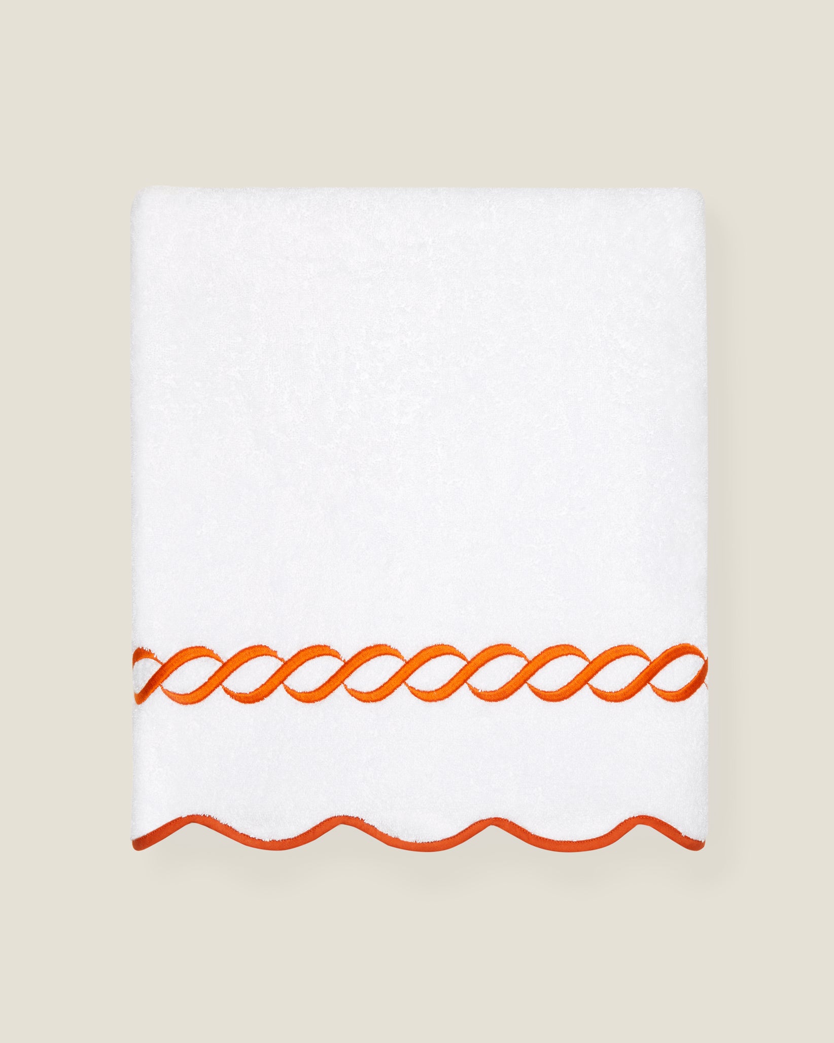 Treccia white/orange bath towel