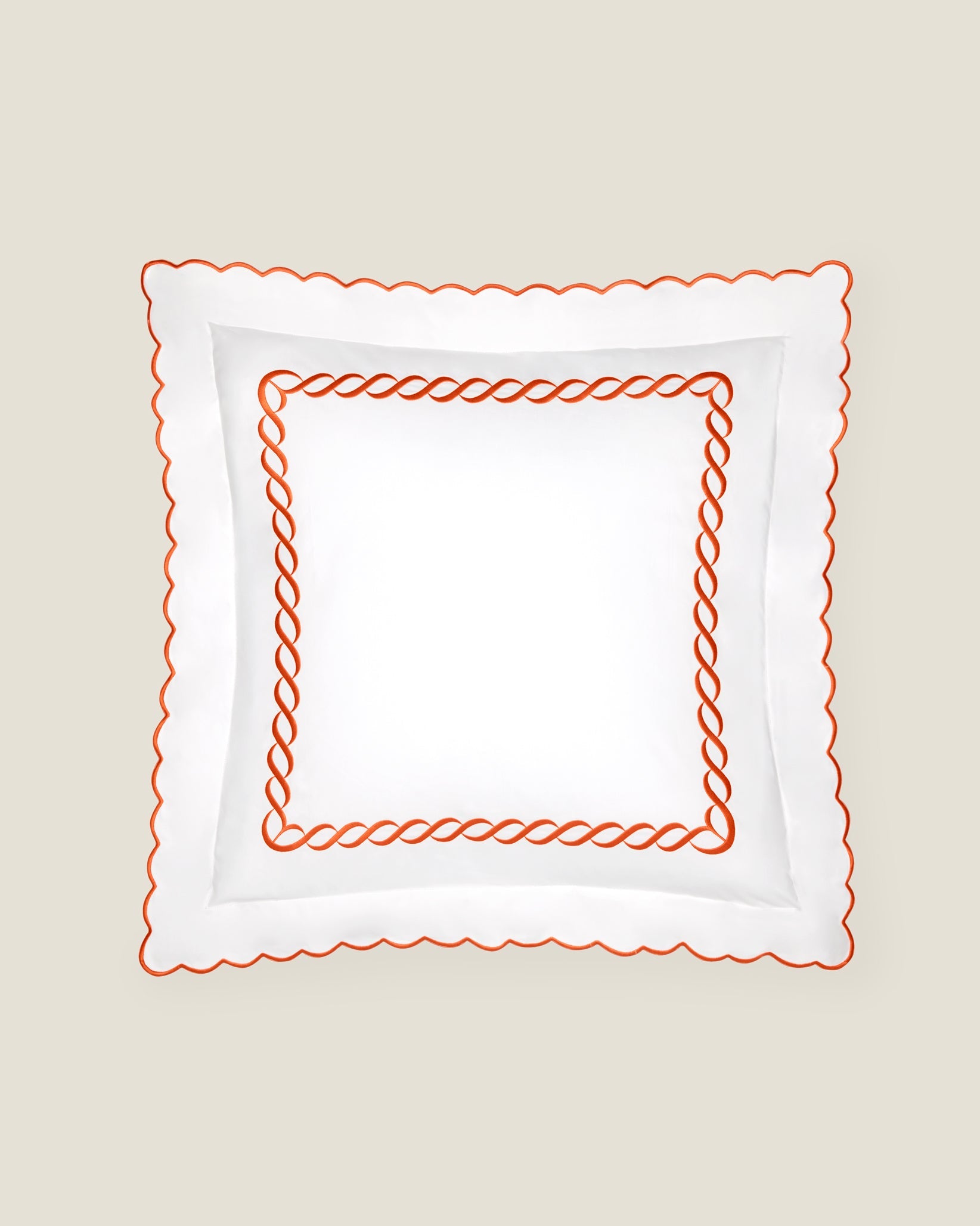 Treccia white/orange euro sham