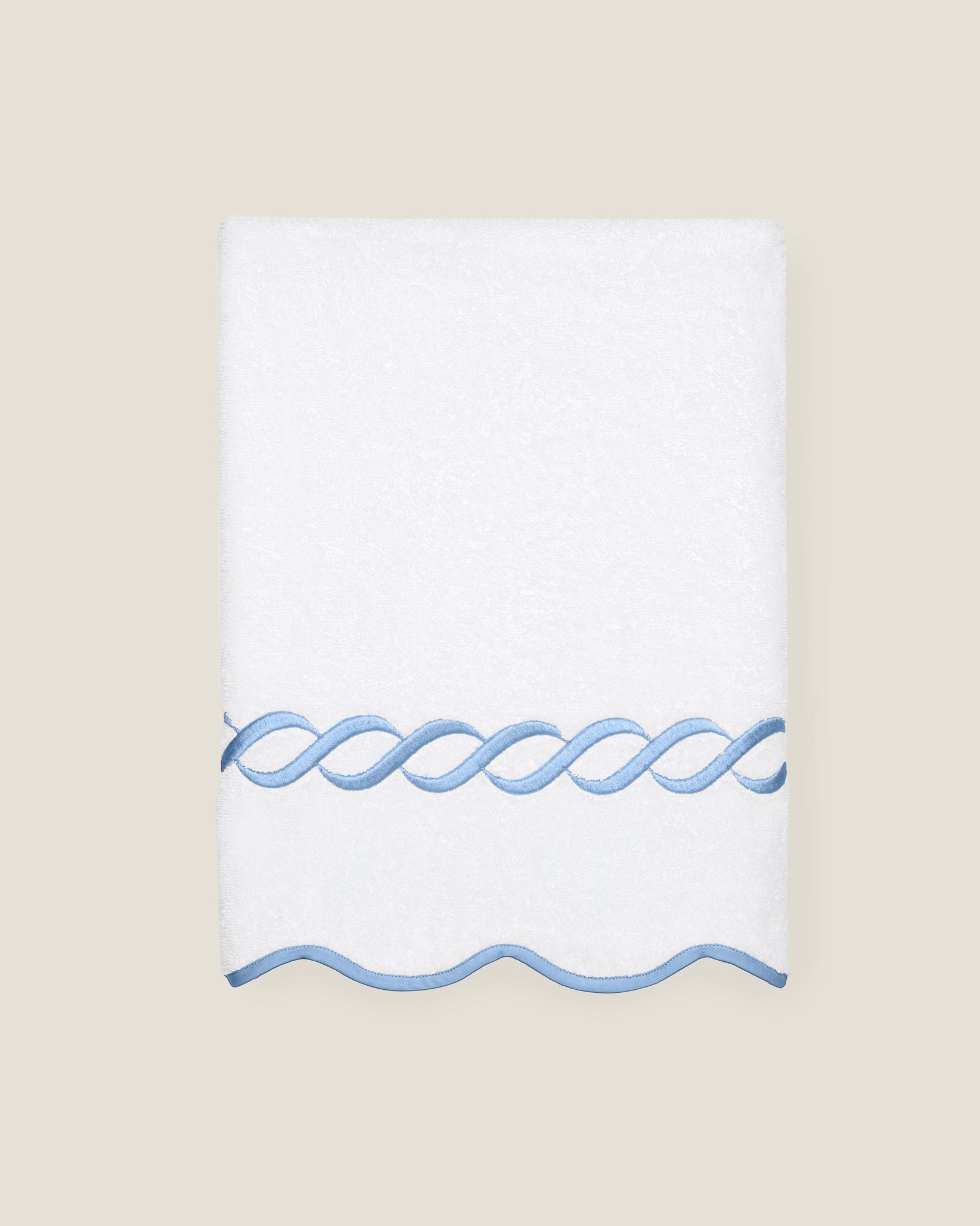 Treccia white/medium blue hand towel