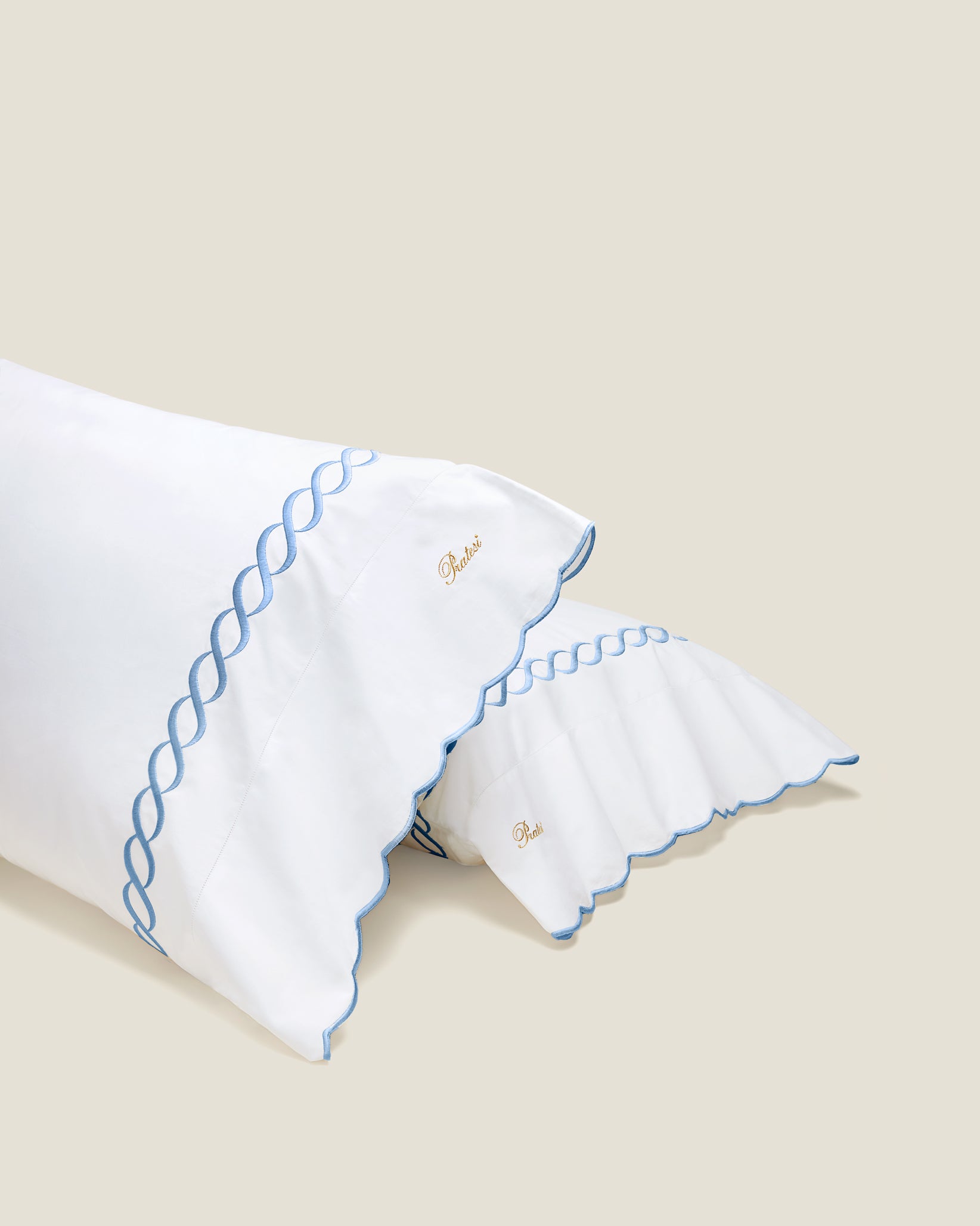Treccia pillowcase white/medium blue