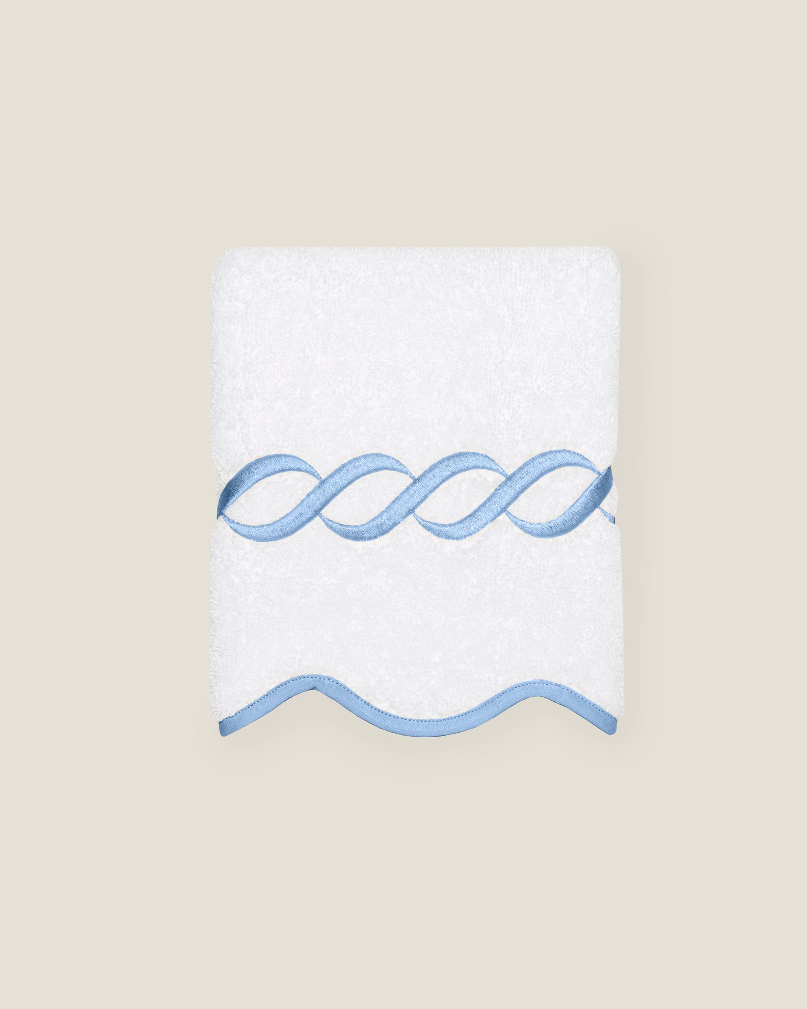 Treccia white/medium blue washcloth