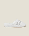 Treccia Slippers in white with silver embroidery