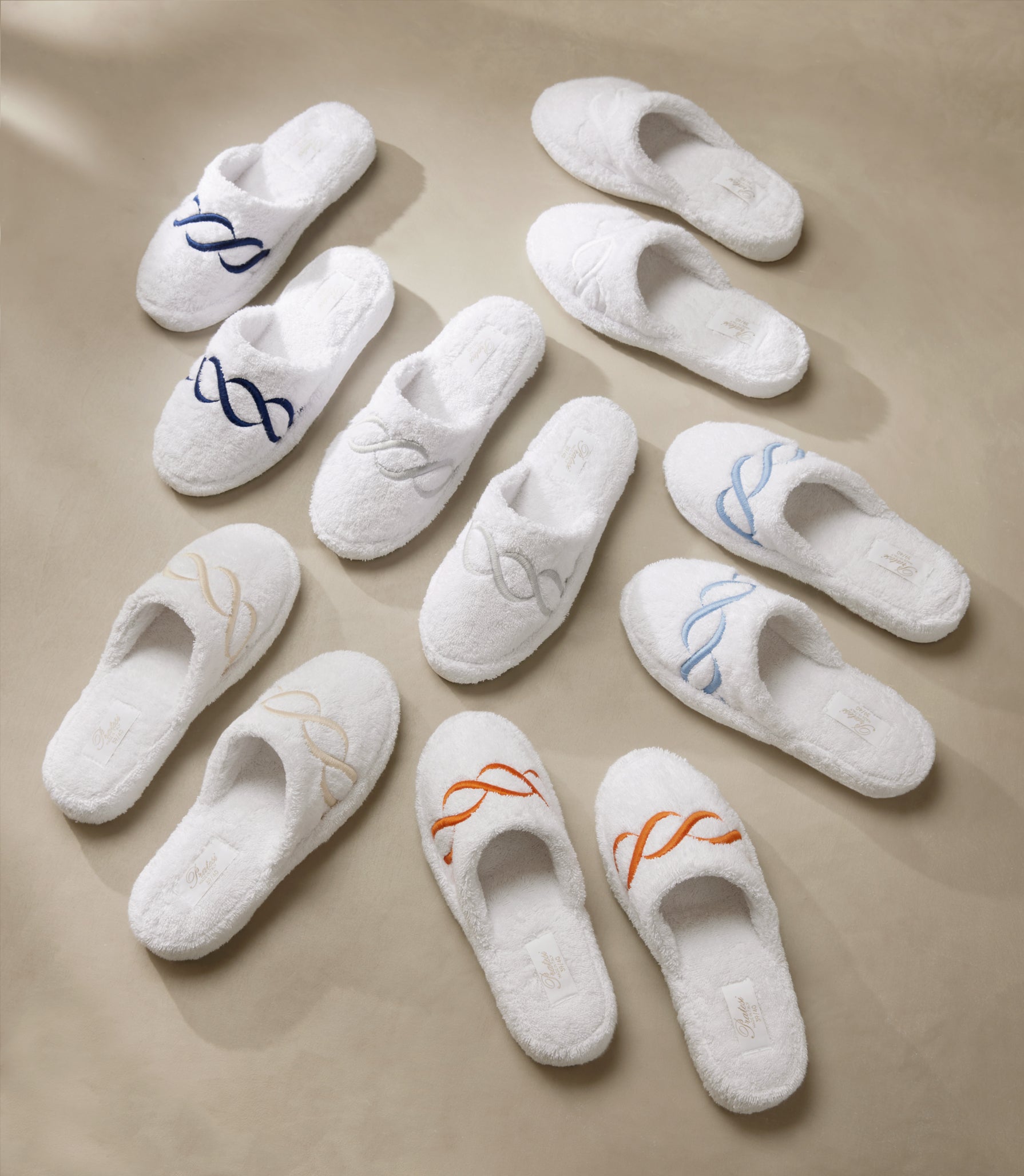 Treccia Slippers in all colors: white/navy, white/beige, white/silver, white/white, white/medium blue, white/orange