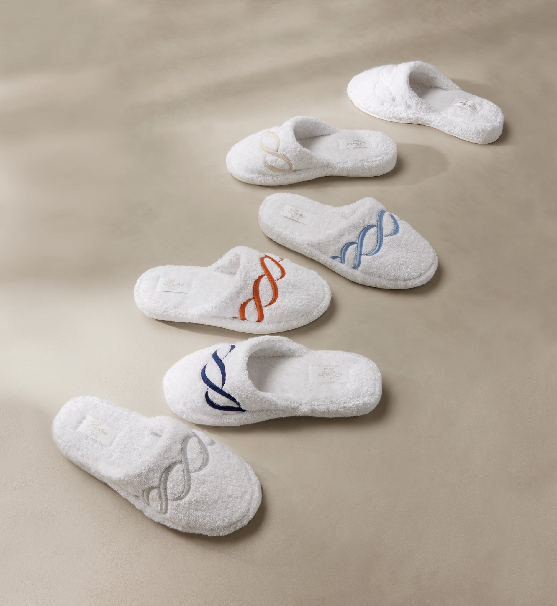 Treccia Slippers in all colors: white/navy, white/beige, white/silver, white/white, white/medium blue, white/orange