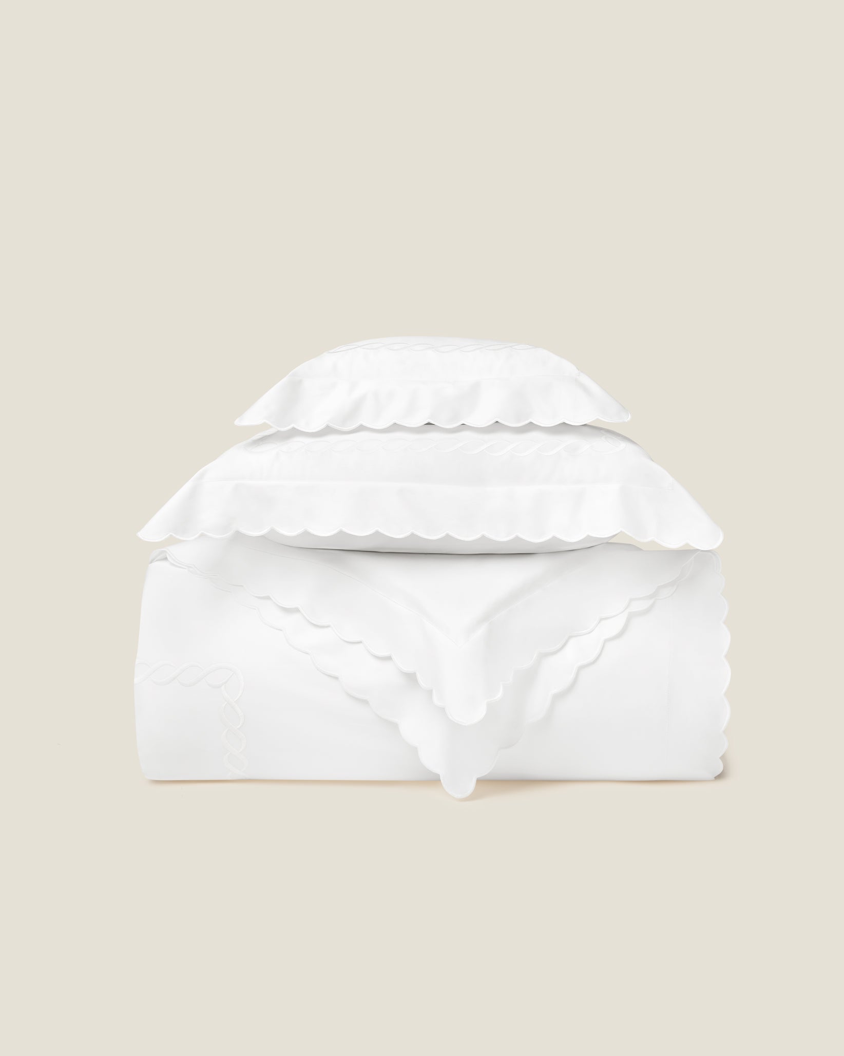 Treccia Splendore white/white duvet cover stack
