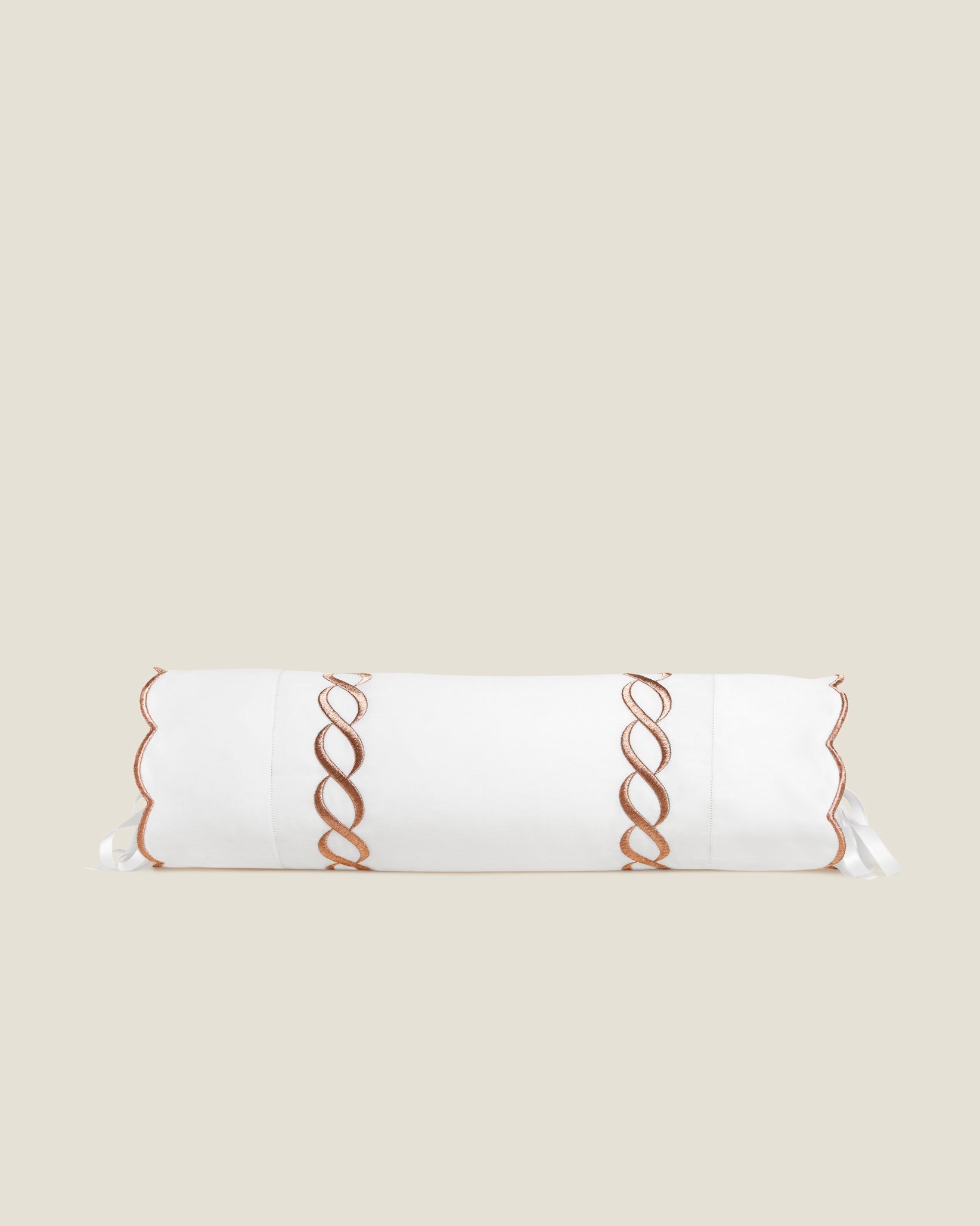 Treccia Splendore white/rose gold neckroll sham