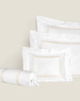 Tre Righe Splendore queen, standard, boudoir and neckroll sham in white/beige
