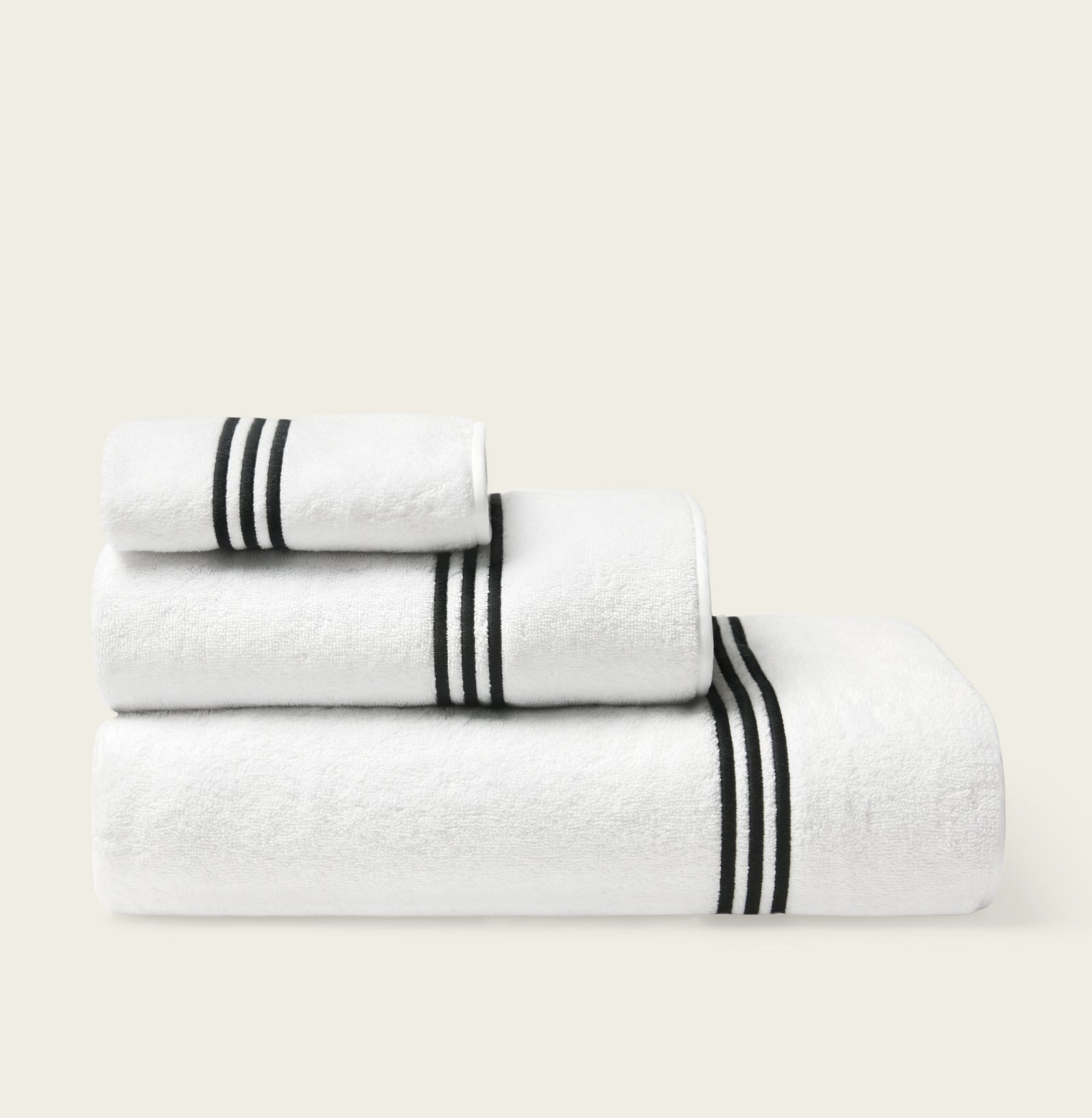 White bath towels with black trim sale