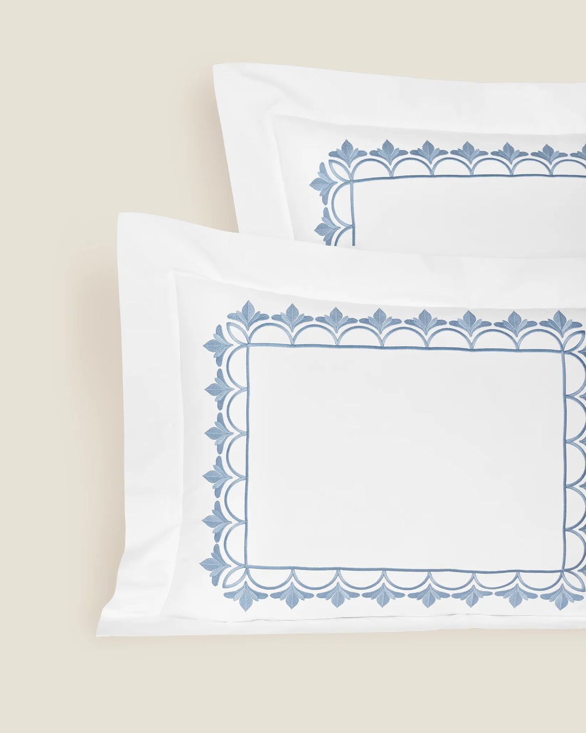 Arcata white/medium blue euro and standard shams