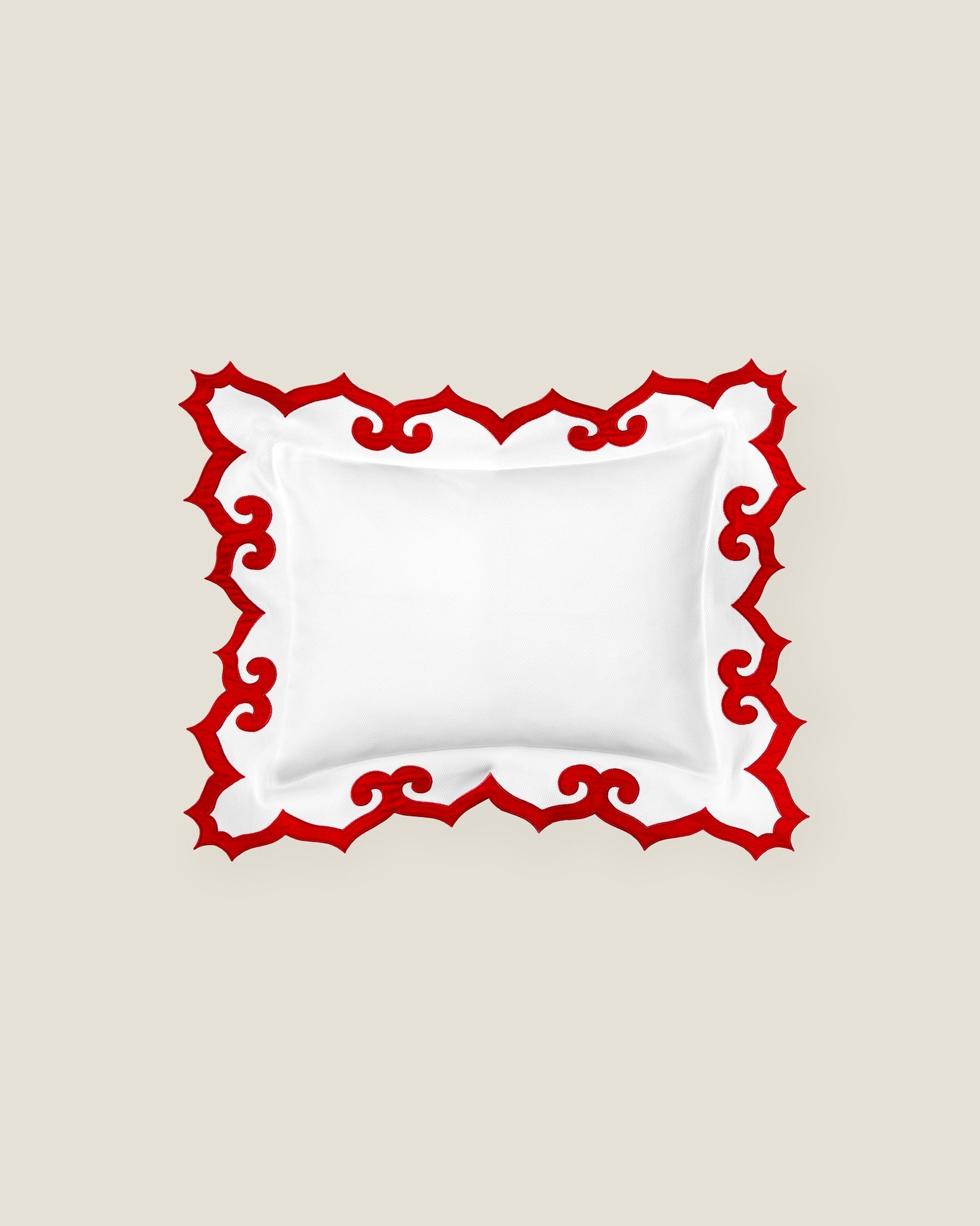 Marrakesh white/scarlet boudoir sham