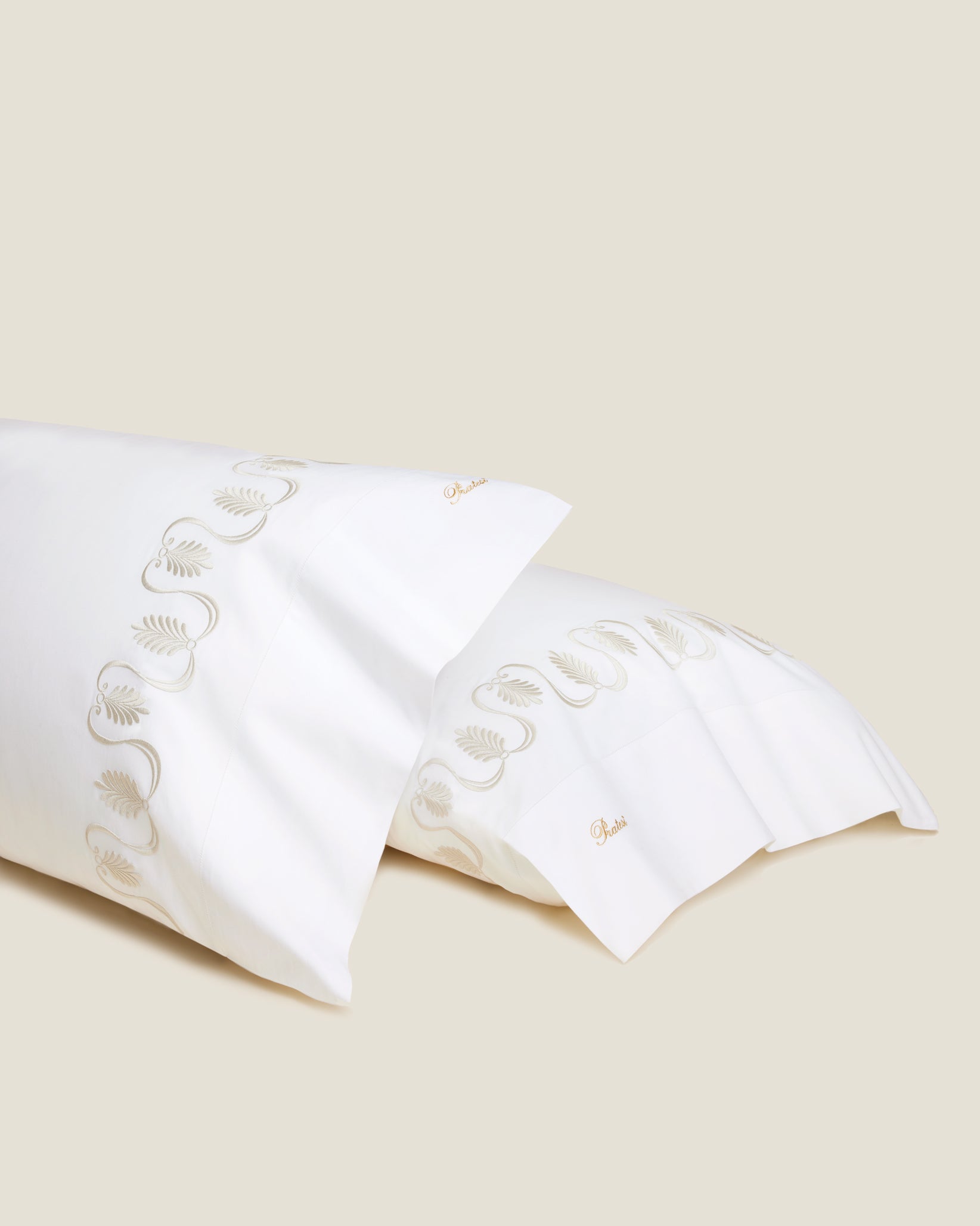 Paolina pillowcase pair white/sage