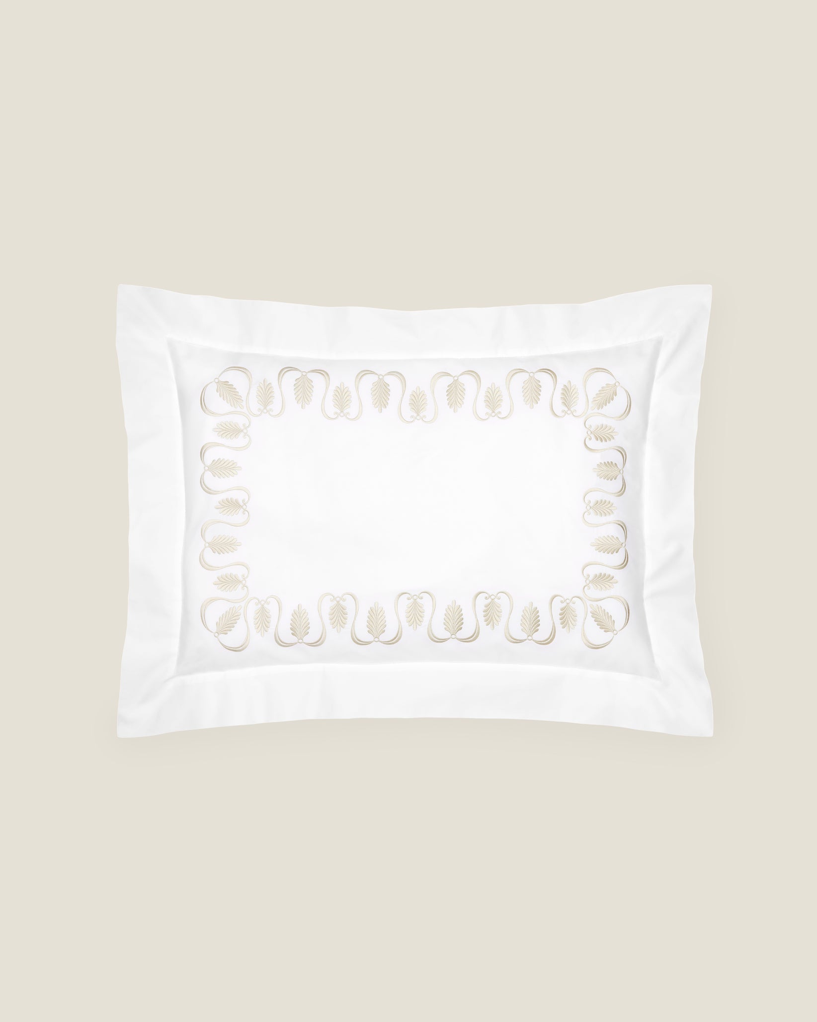Paolina white/sage queen sham