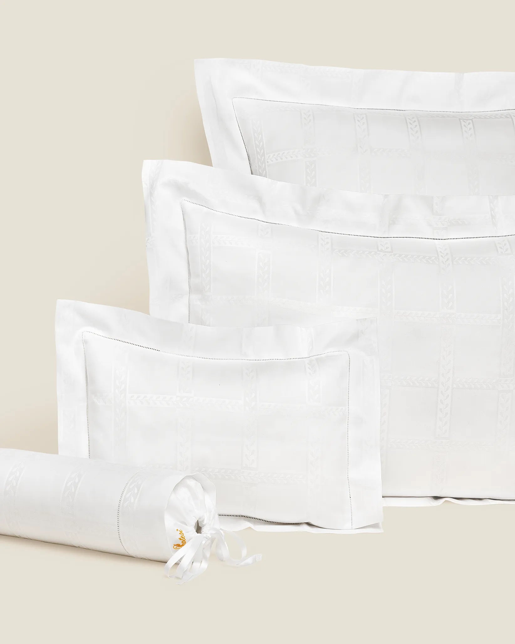 Impero Jacquard white standard, euro, boudoir and neckroll sham 