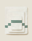 Tre Righe Ivory/emerald towel stack