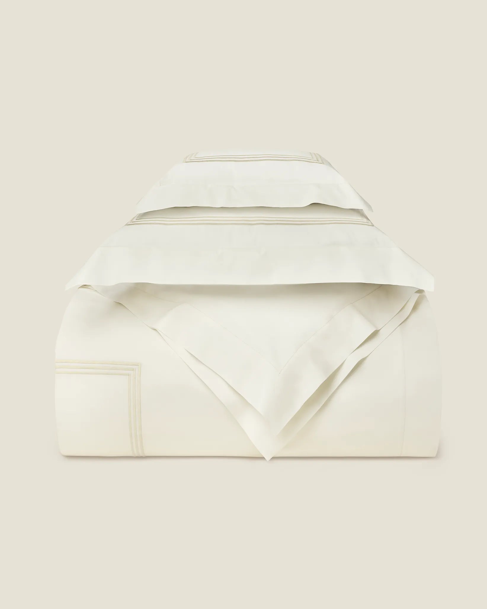 Tre Righe Ivory in Ivory/Beige Duvet cover folded.