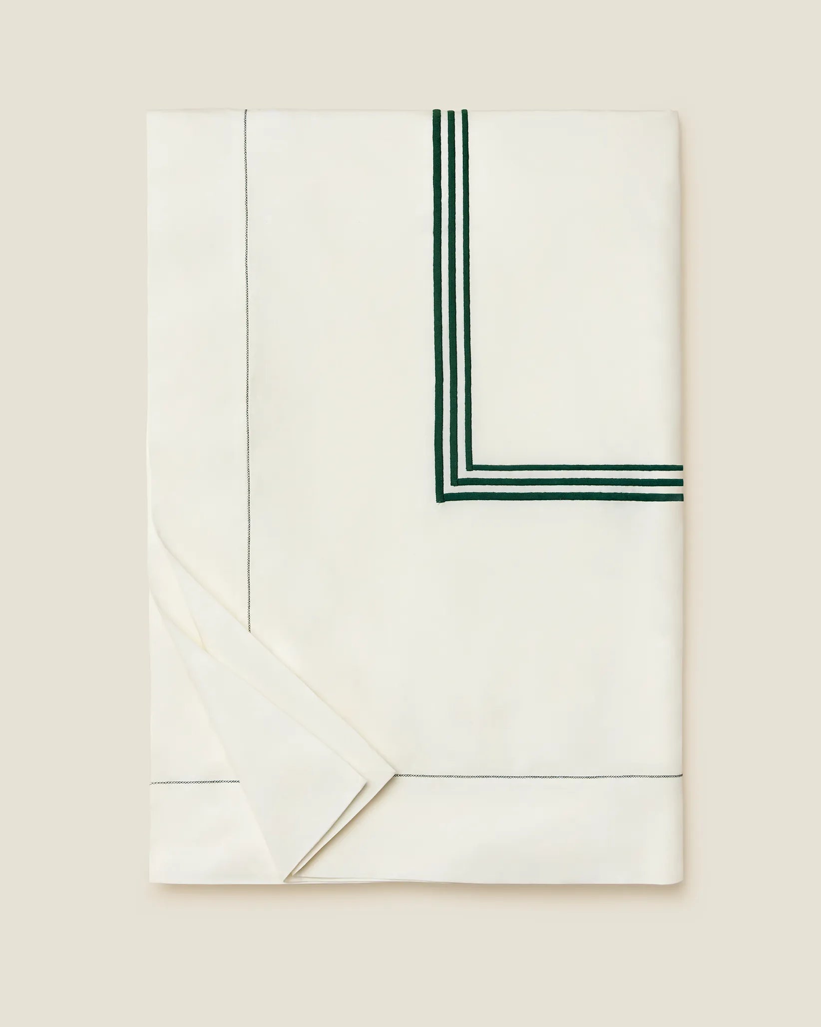 Tre Righe ivory/emerald duvet cover folded