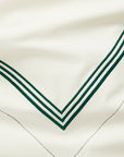 Tre Righe Ivory/emerald bed linens close up