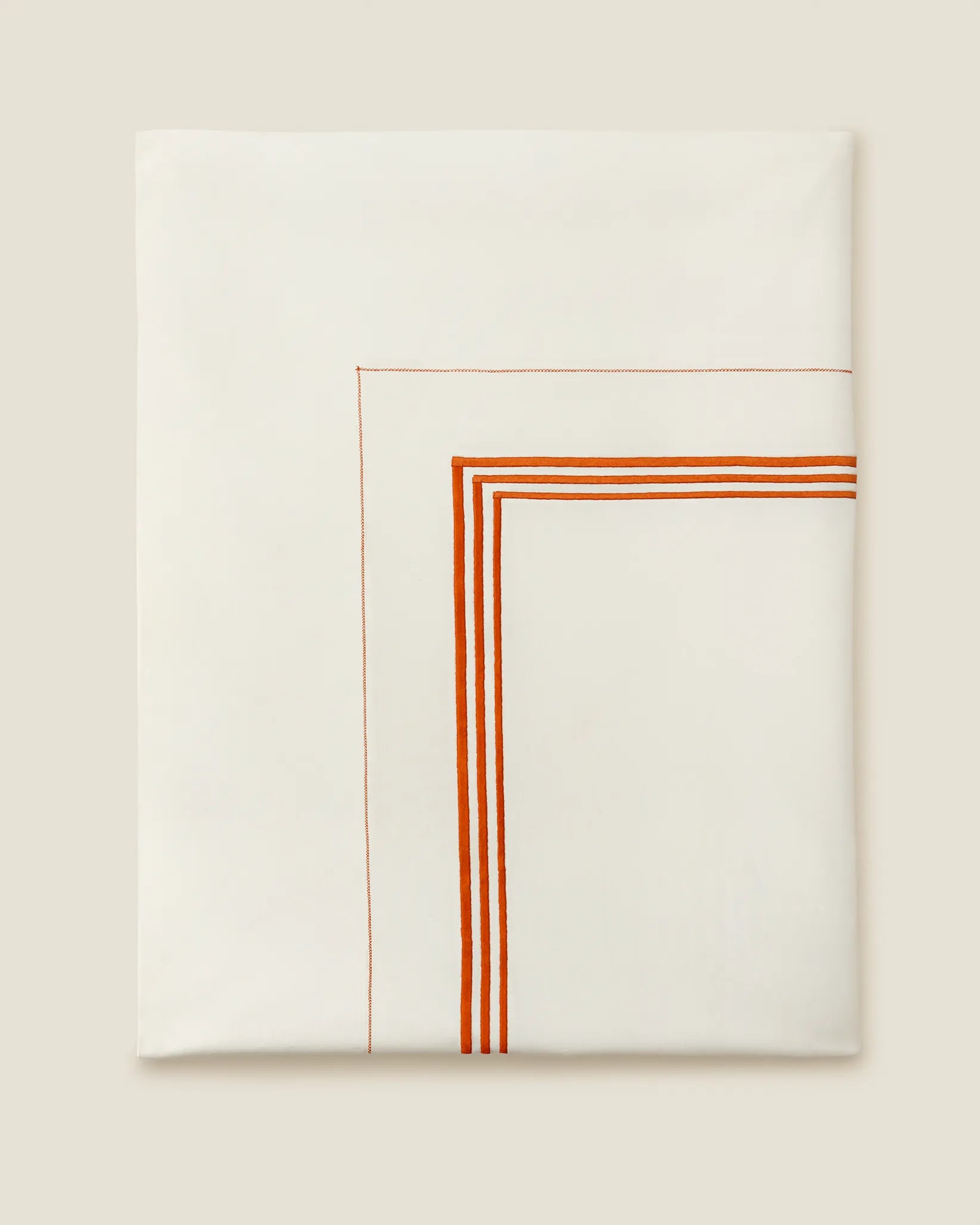 Tre Righe Ivory/orange flat sheet folded