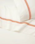 Tre Righe Ivory/orange flat sheet and pillowcase