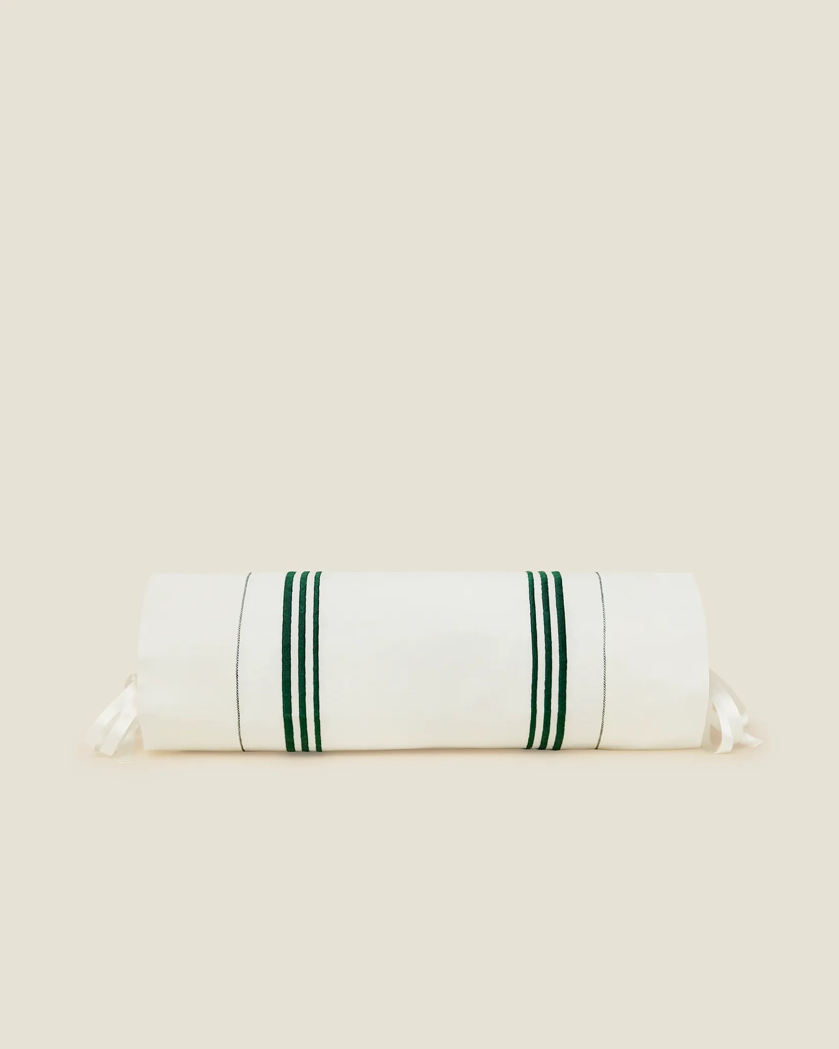Tre Righe Ivory/emerald neckroll sham