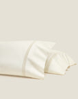 Tre Righe Ivory/beige pillowcase pair