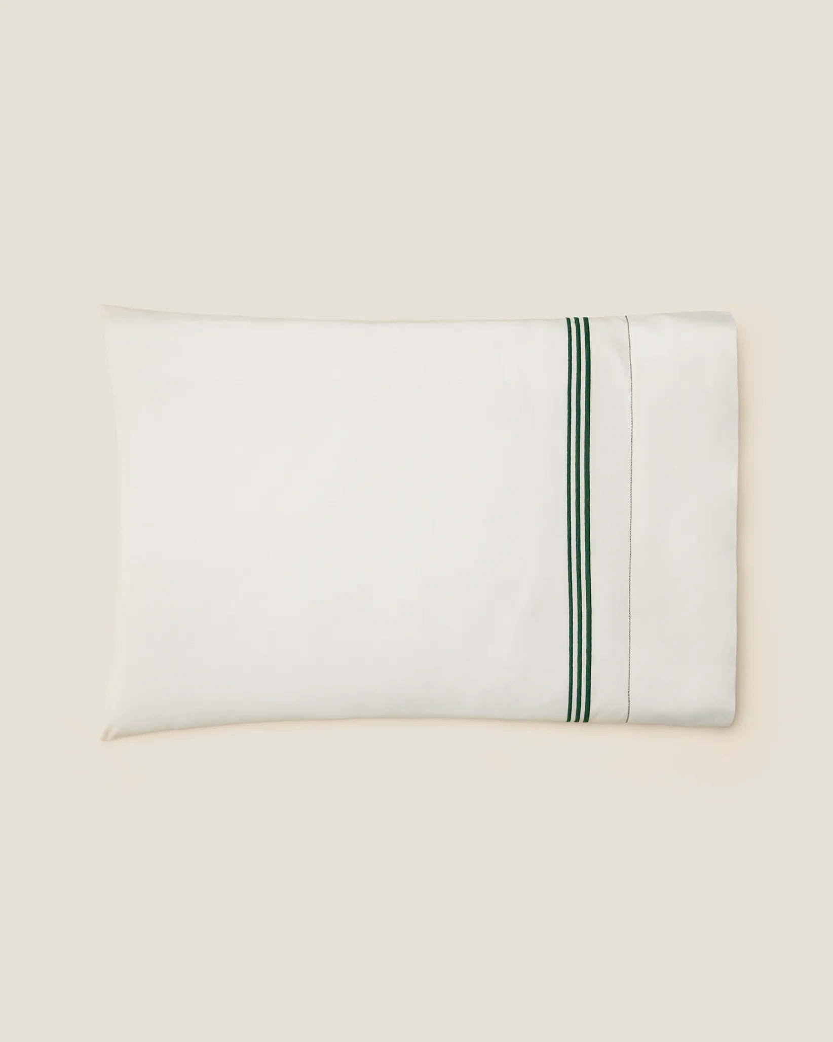 Tre Righe Ivory/emerald single pillowcase