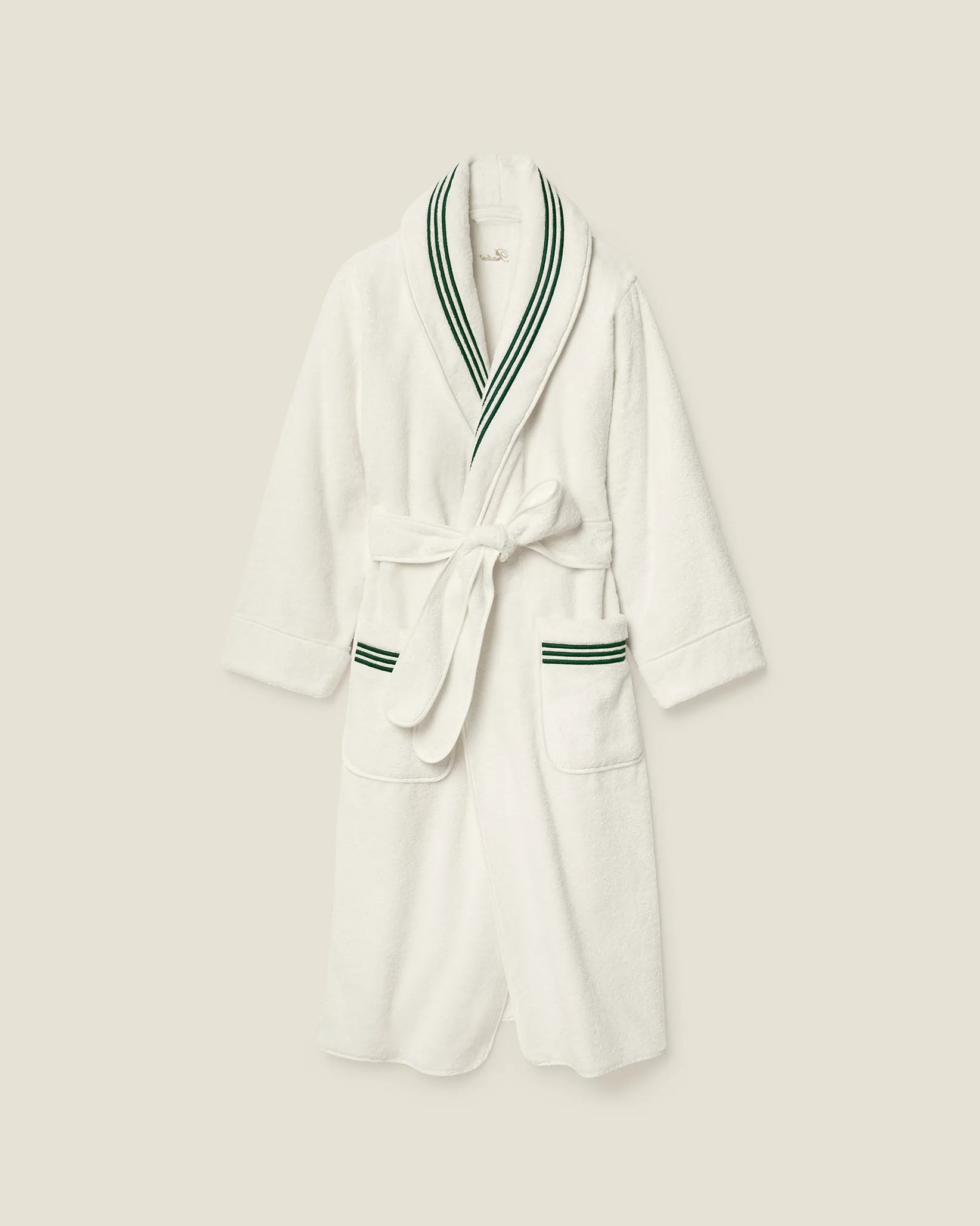 Tre Righe Ivory/emerald bathrobe