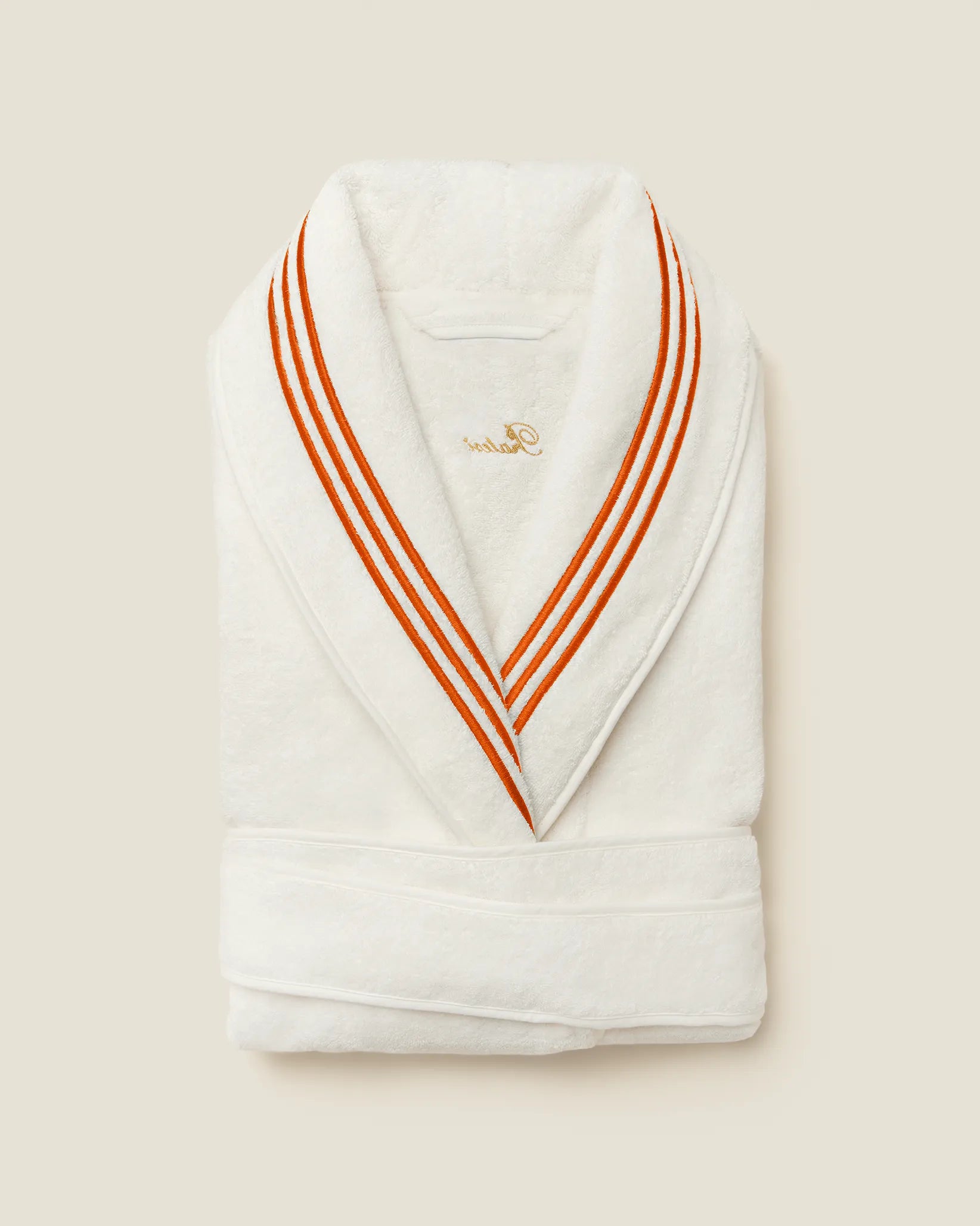 Tre Righe Ivory/Orange bathrobe folded