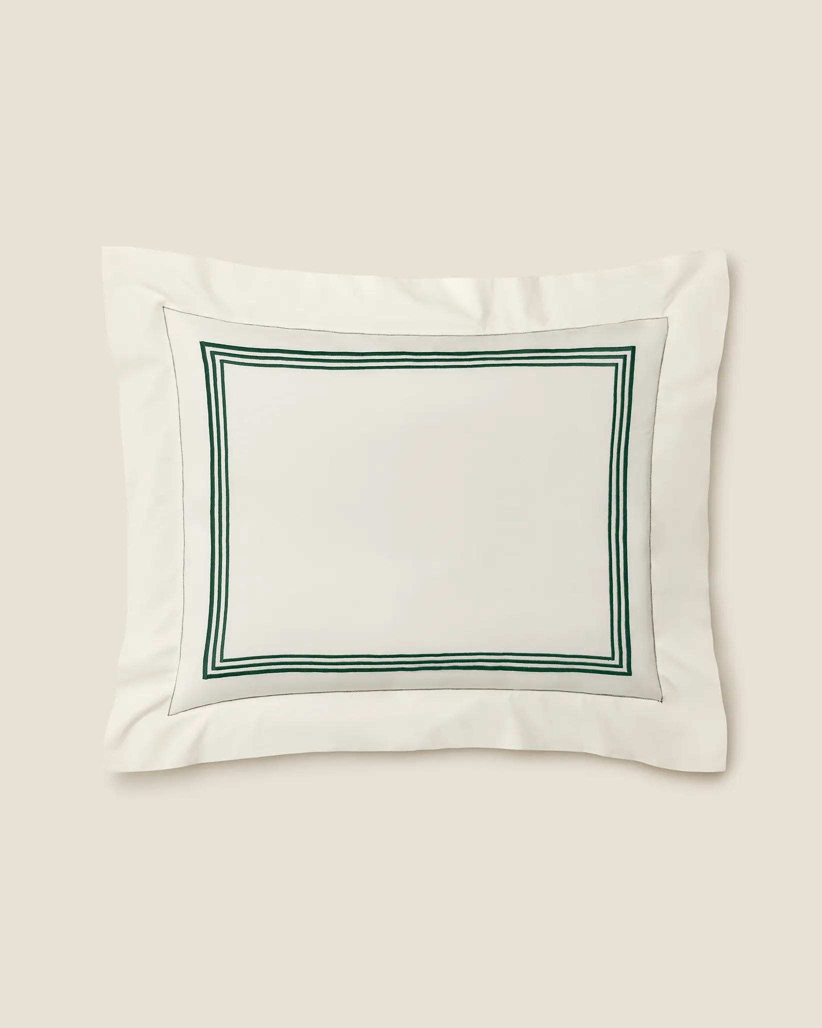 Tre Righe Ivory/Emerald standard sham