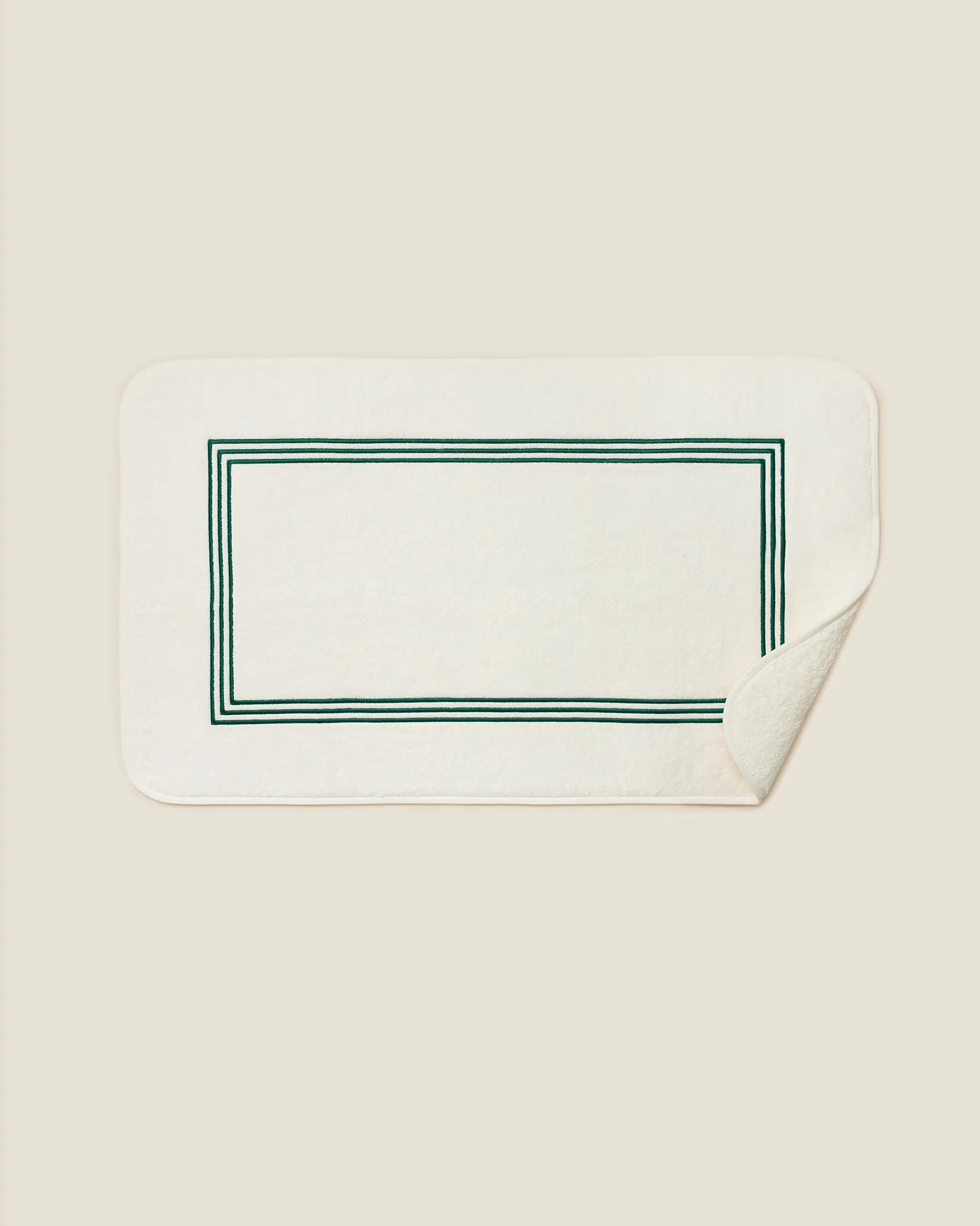 Tre Righe Ivory/emerald tub mat corner flipped