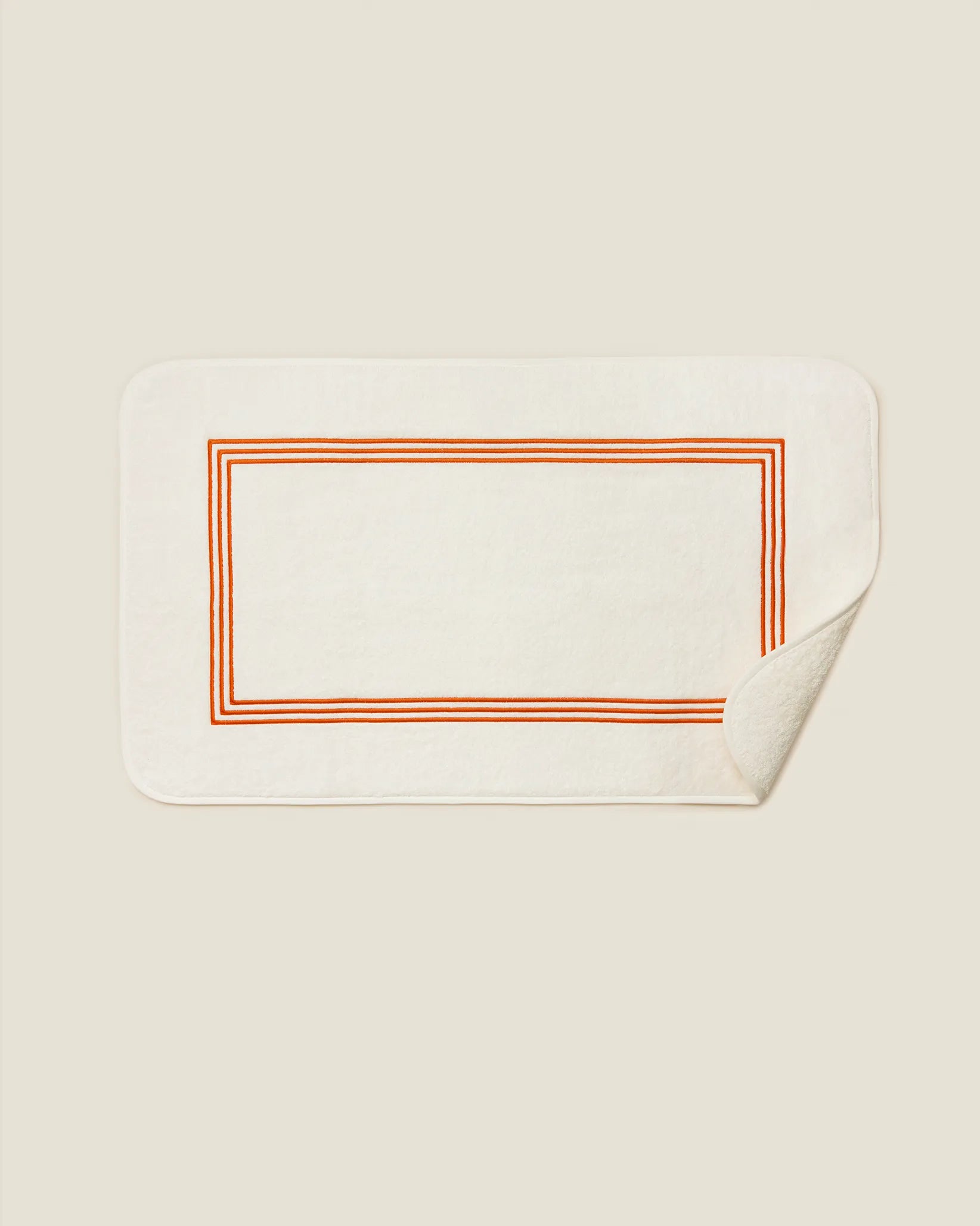 Tre Righe Ivory/orange tub mat corner flipped