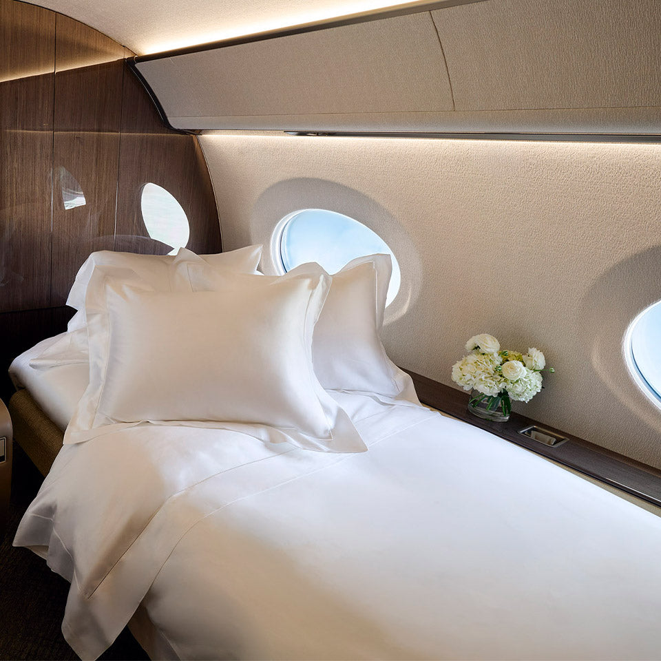Pratesi bedding on private jet